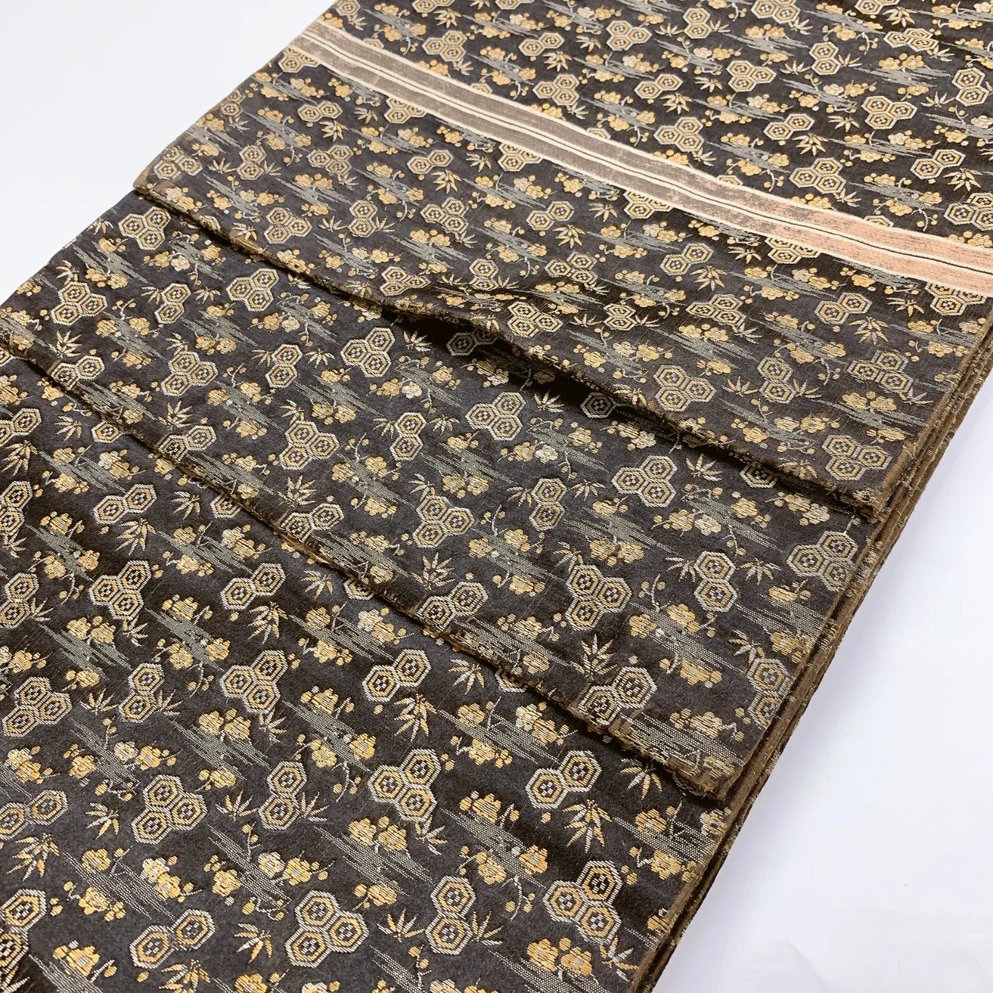 7322# Japanese Antique Fukuro Obi Belt Kimono Fabric Silk All-over pattern