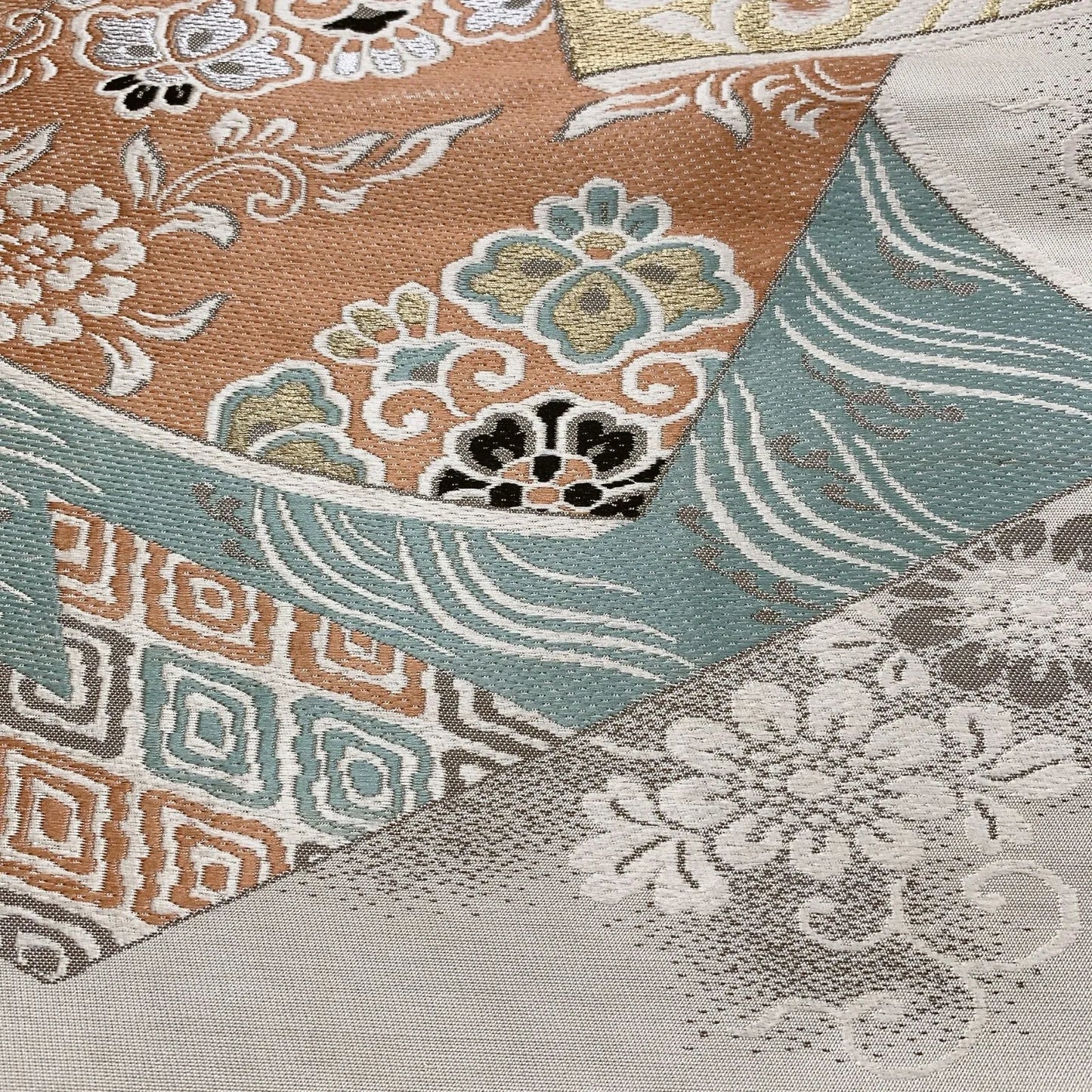7323# Japanese Antique Fukuro Obi Belt Kimono Fabric Silk All-over pattern