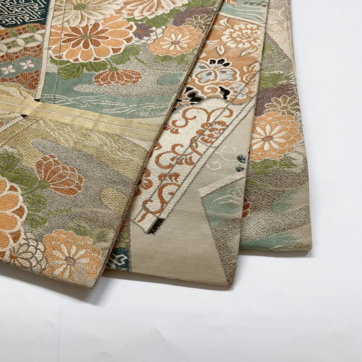 7323# Japanese Antique Fukuro Obi Belt Kimono Fabric Silk All-over pattern