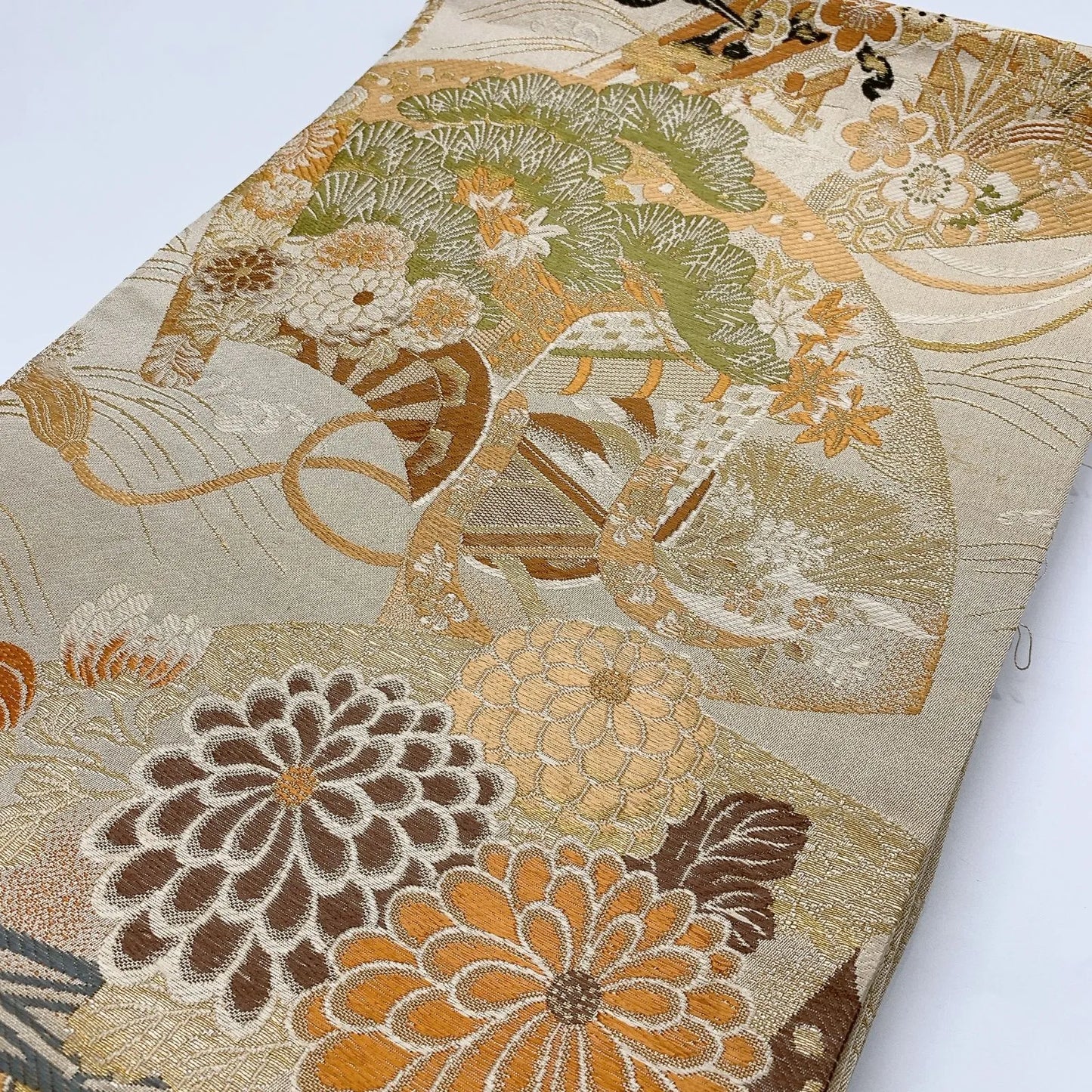 7324# Japanese Antique Fukuro Obi Belt Kimono Fabric Silk All-over pattern