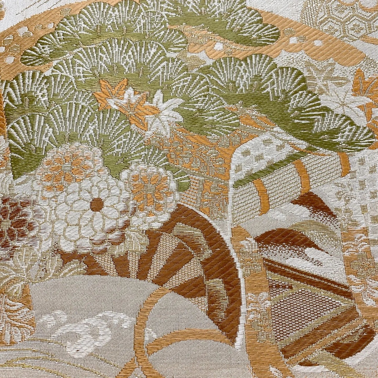 7324# Japanese Antique Fukuro Obi Belt Kimono Fabric Silk All-over pattern