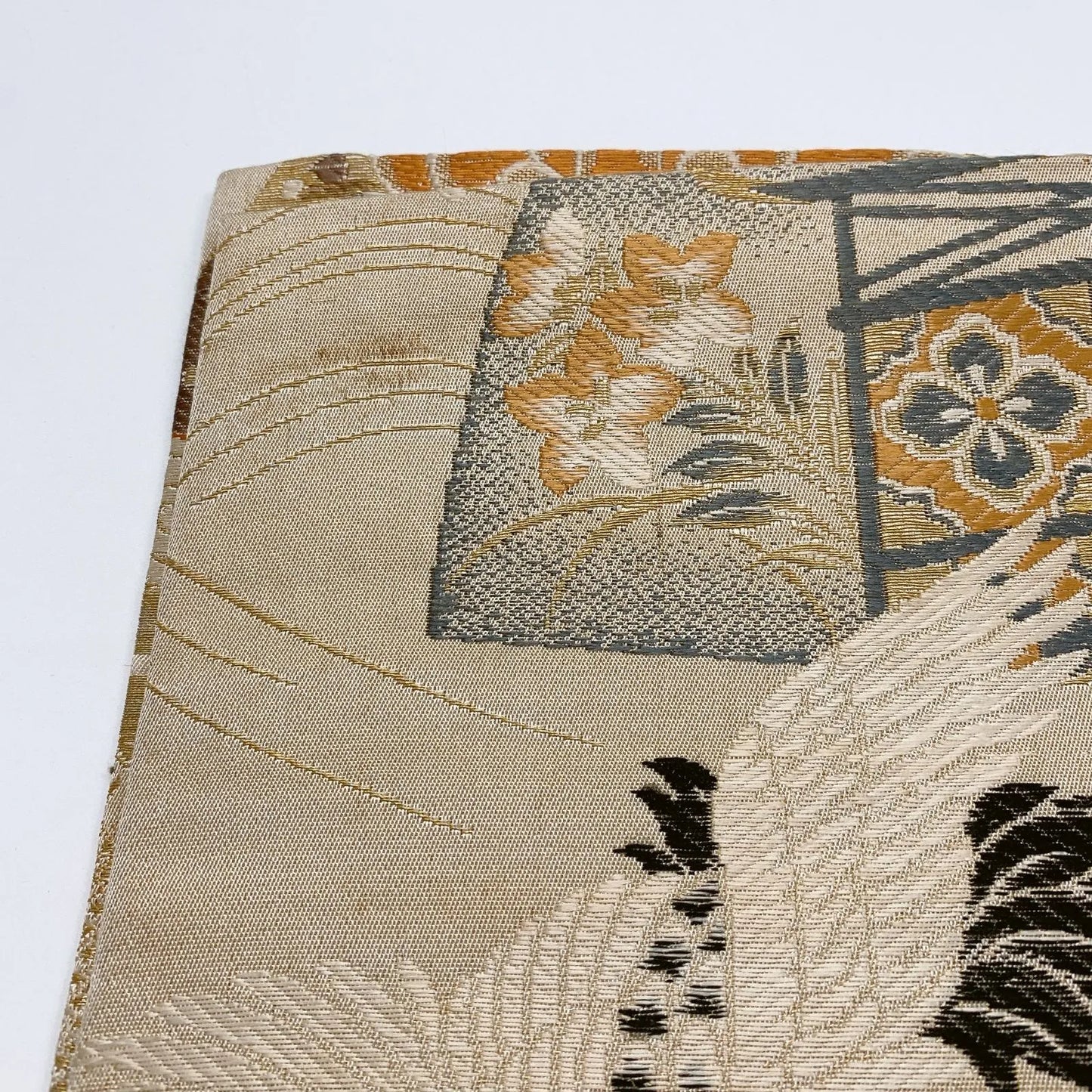7324# Japanese Antique Fukuro Obi Belt Kimono Fabric Silk All-over pattern