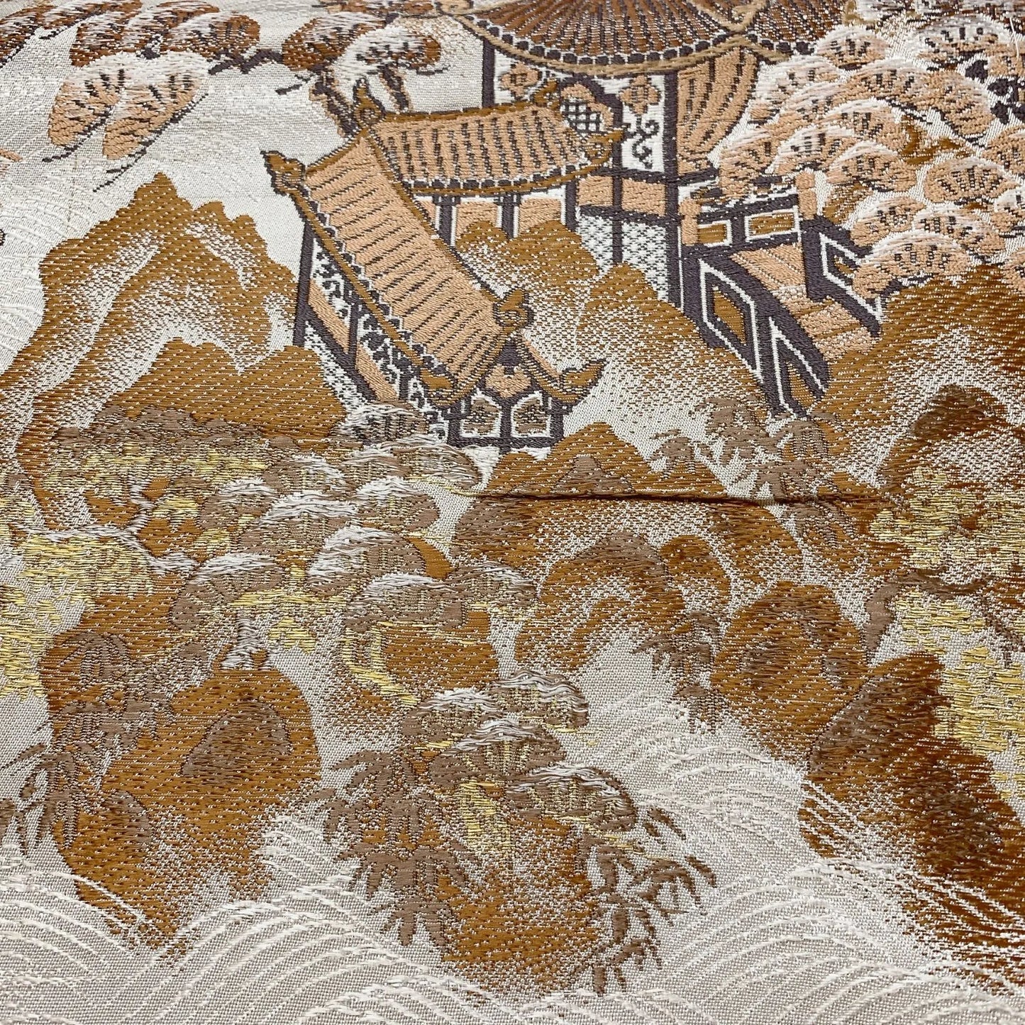 7325# Japanese Antique Fukuro Obi Belt Kimono Fabric Silk All-over pattern