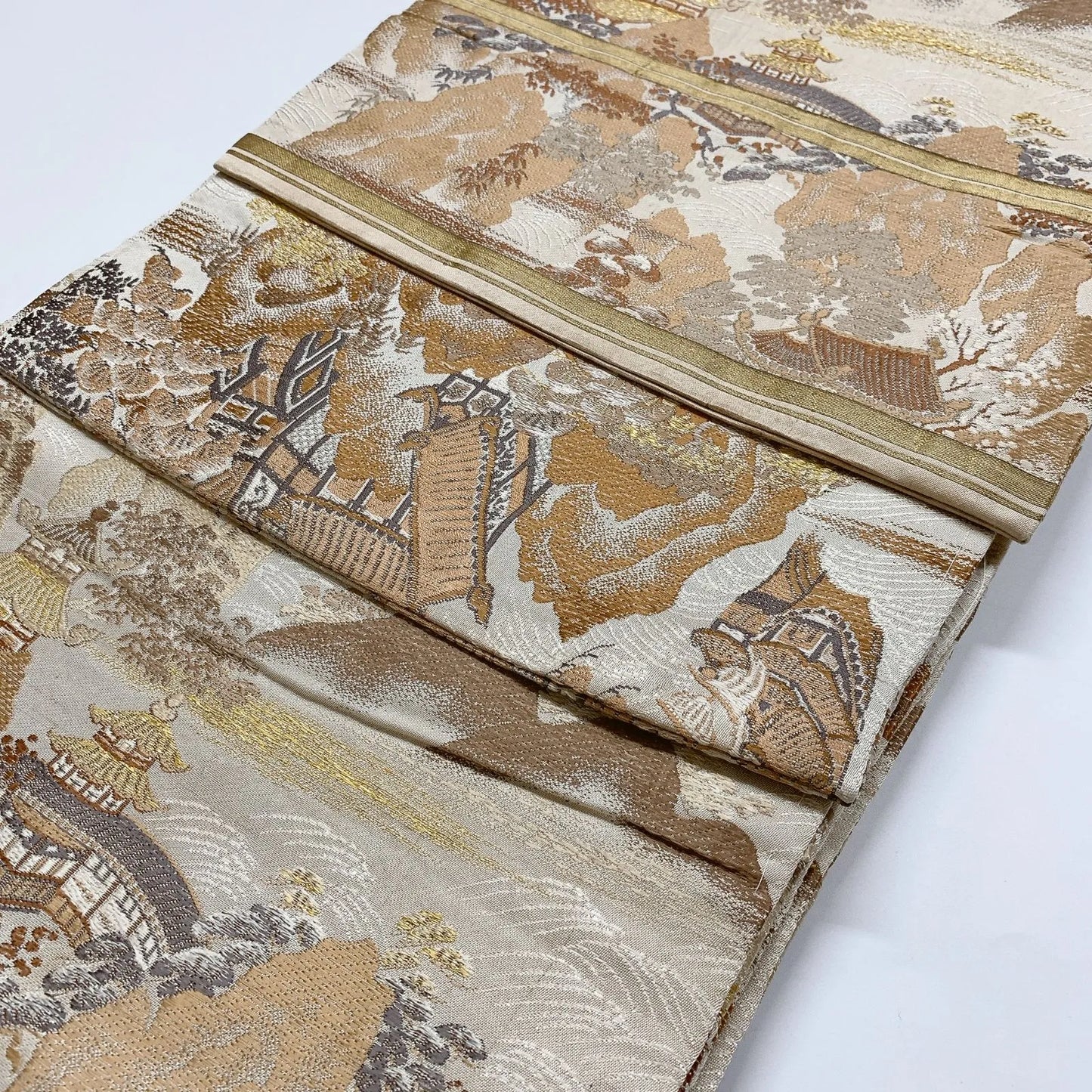7325# Japanese Antique Fukuro Obi Belt Kimono Fabric Silk All-over pattern