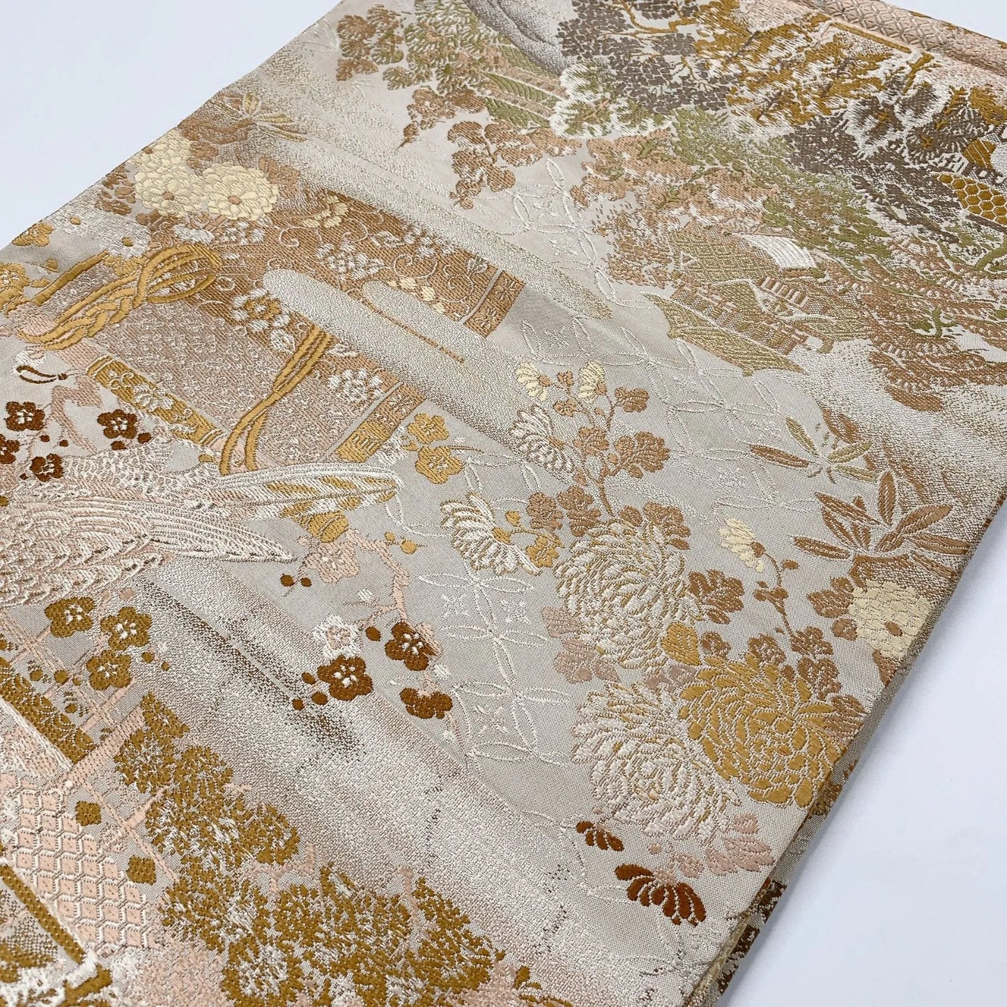 7327# Japanese Antique Fukuro Obi Belt Kimono Fabric Silk All-over pattern