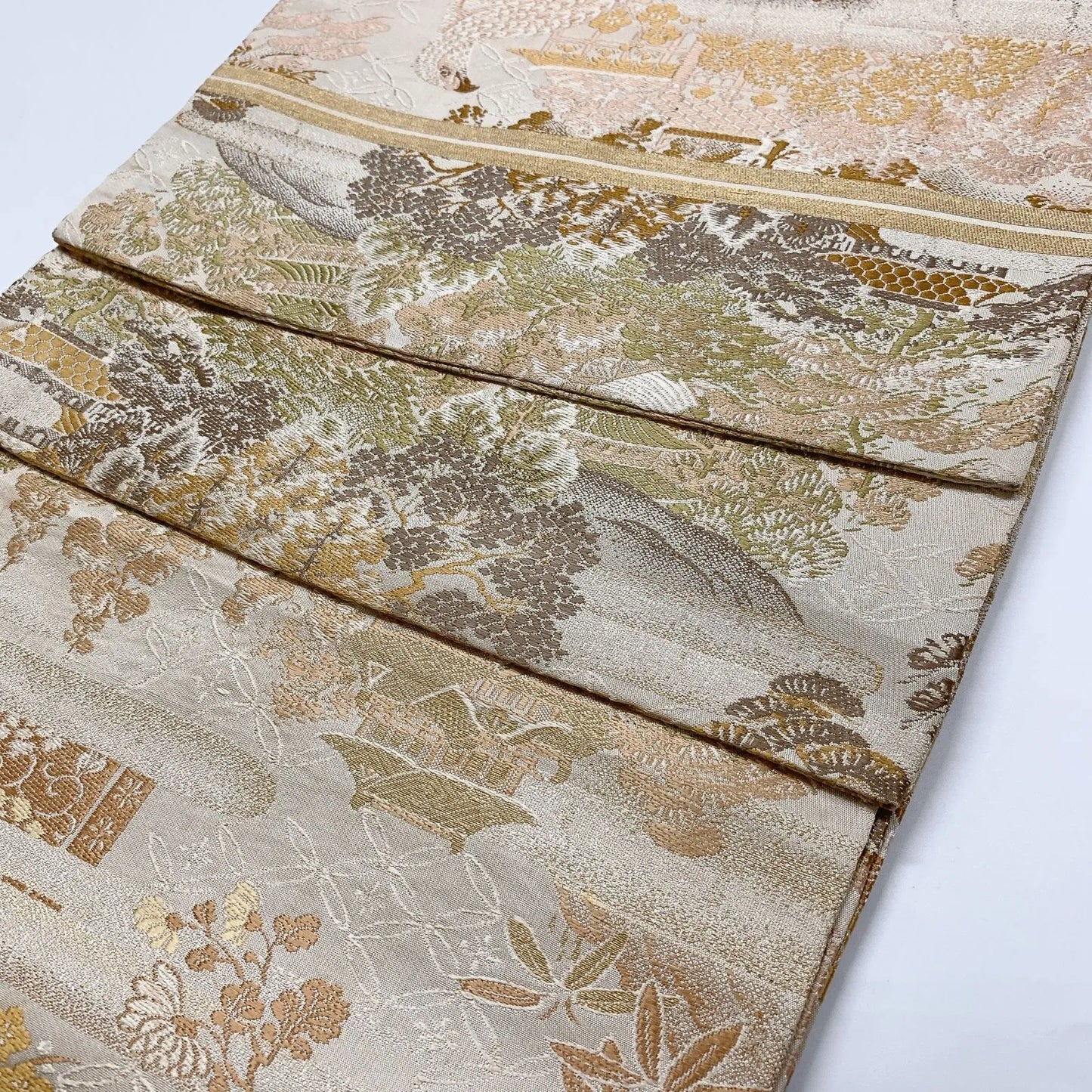 7327# Japanese Antique Fukuro Obi Belt Kimono Fabric Silk All-over pattern