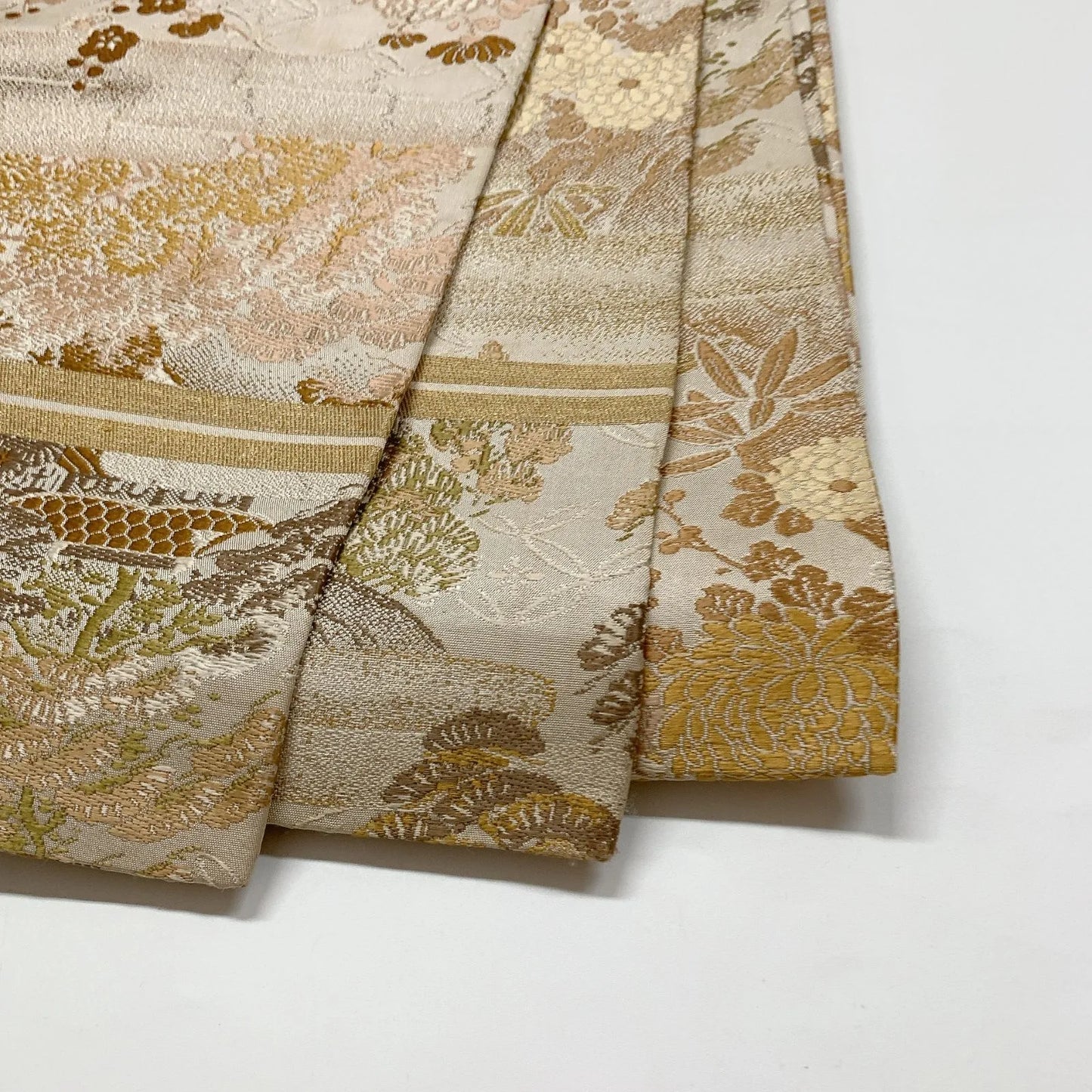 7327# Japanese Antique Fukuro Obi Belt Kimono Fabric Silk All-over pattern