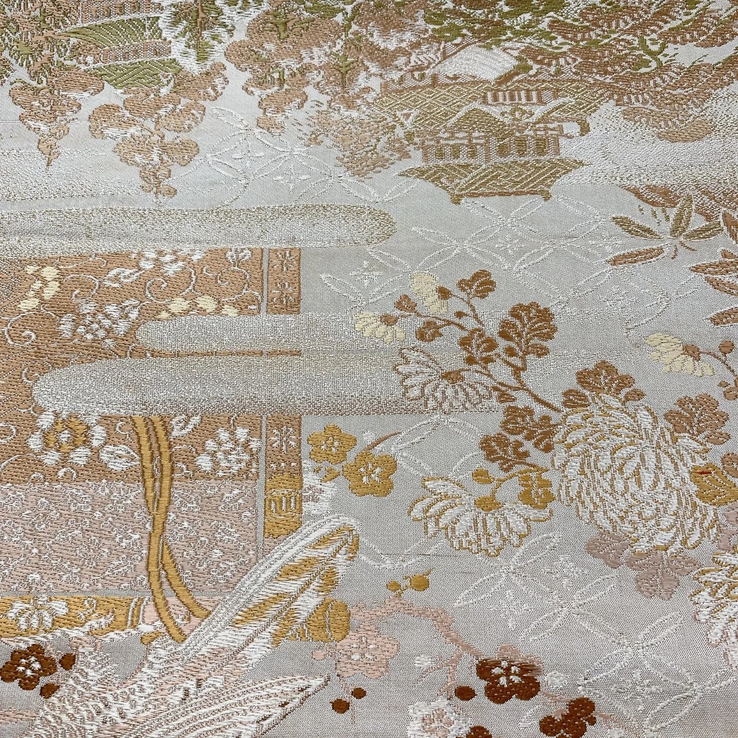 7327# Japanese Antique Fukuro Obi Belt Kimono Fabric Silk All-over pattern
