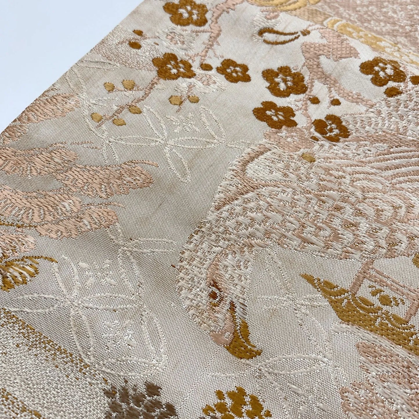 7327# Japanese Antique Fukuro Obi Belt Kimono Fabric Silk All-over pattern