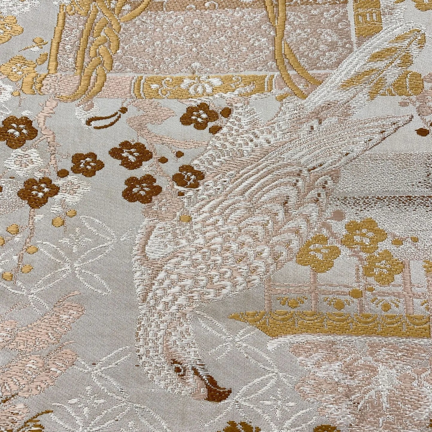 7327# Japanese Antique Fukuro Obi Belt Kimono Fabric Silk All-over pattern