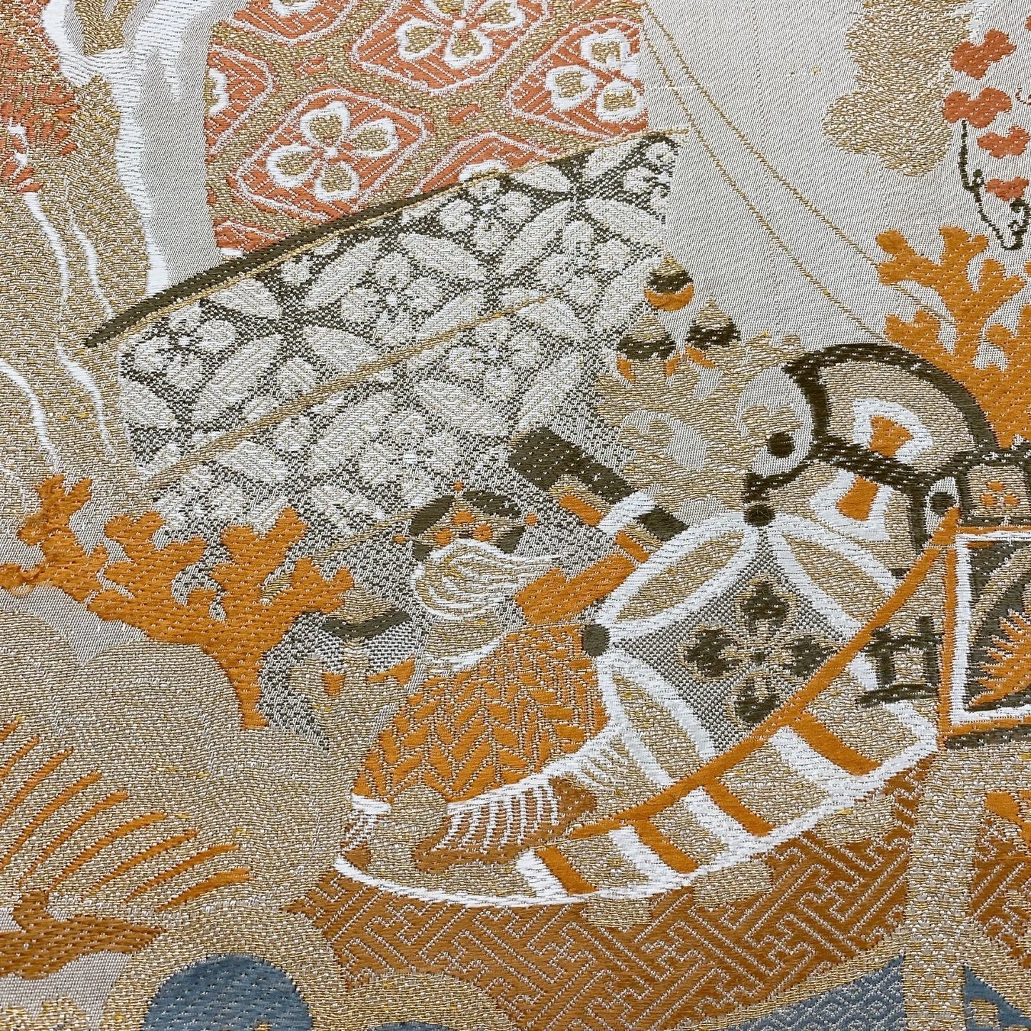 7328# Japanese Antique Fukuro Obi Belt Kimono Fabric Silk All-over pattern