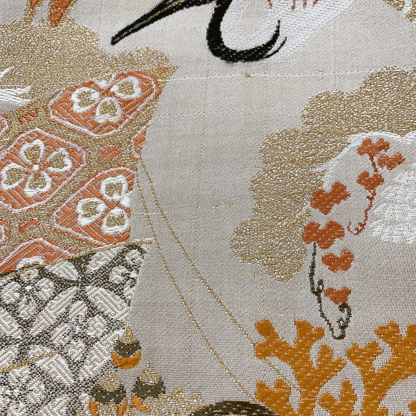 7328# Japanese Antique Fukuro Obi Belt Kimono Fabric Silk All-over pattern