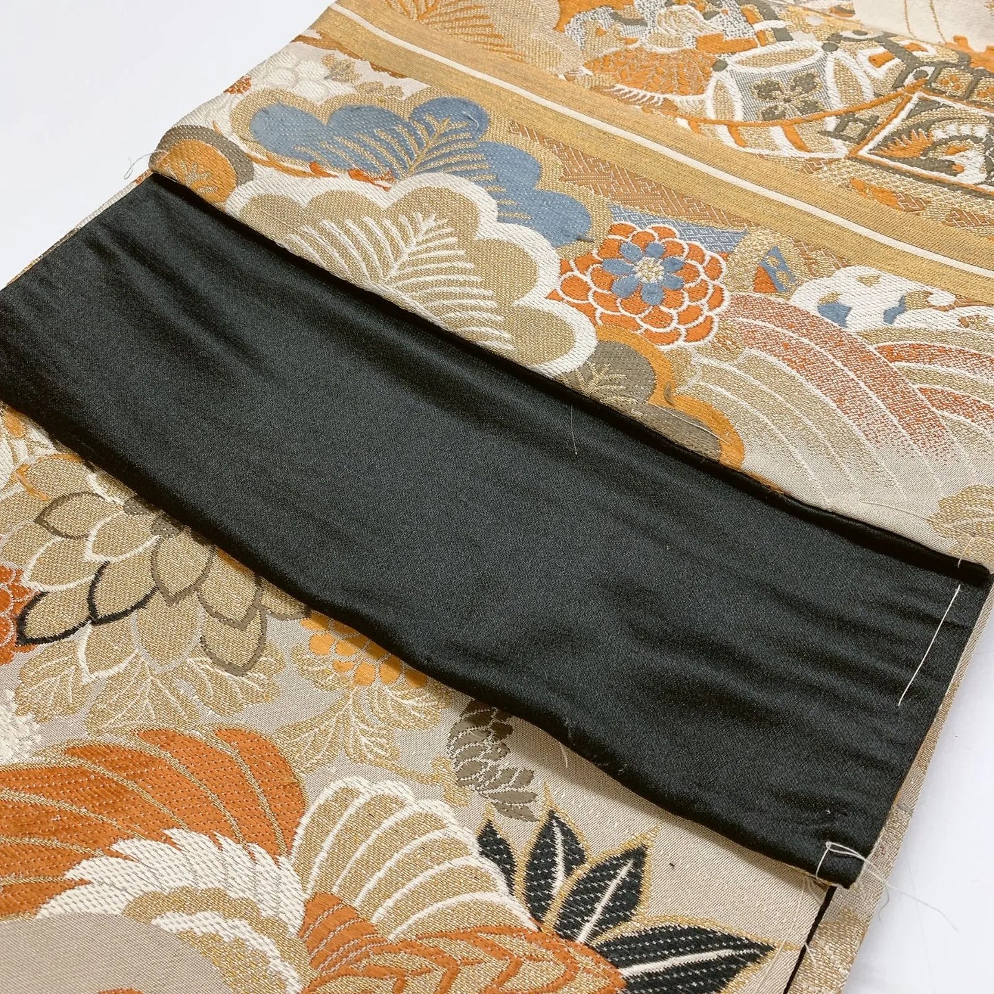7328# Japanese Antique Fukuro Obi Belt Kimono Fabric Silk All-over pattern