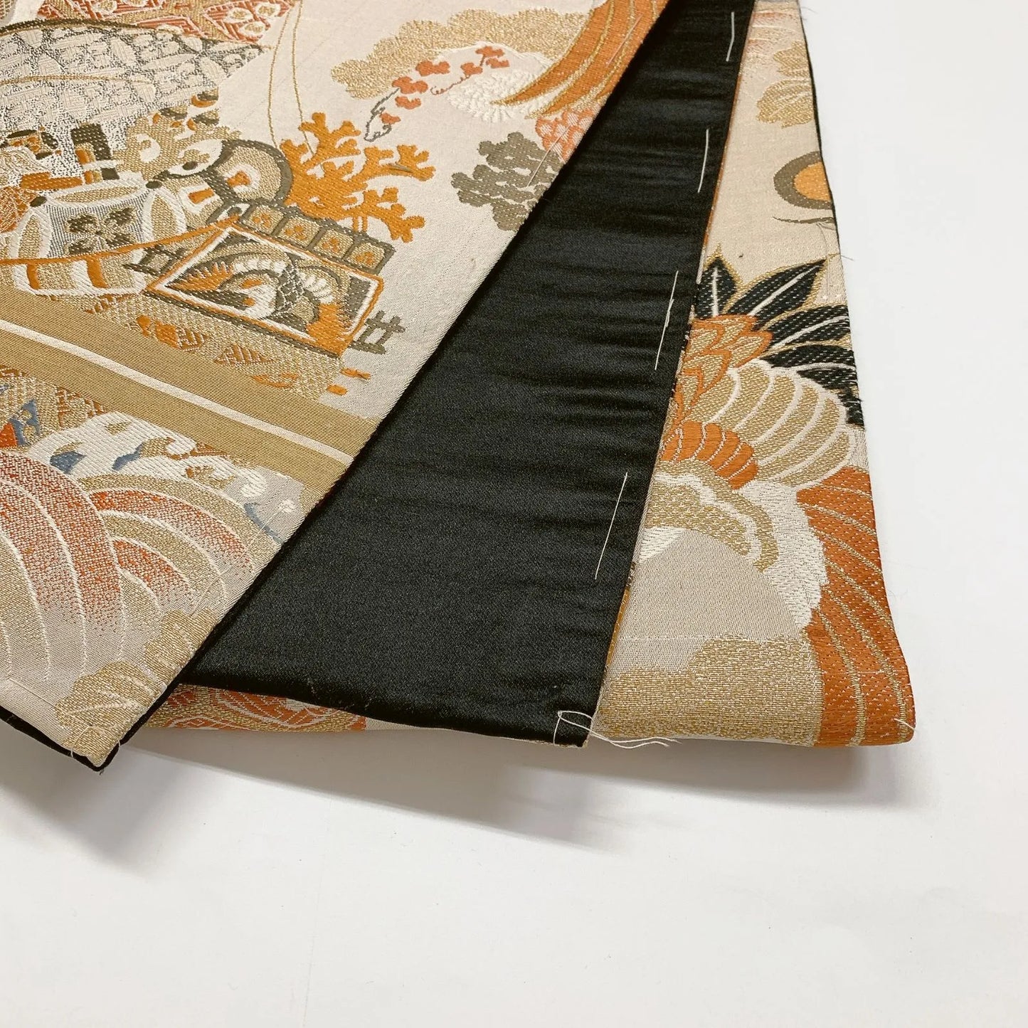 7328# Japanese Antique Fukuro Obi Belt Kimono Fabric Silk All-over pattern