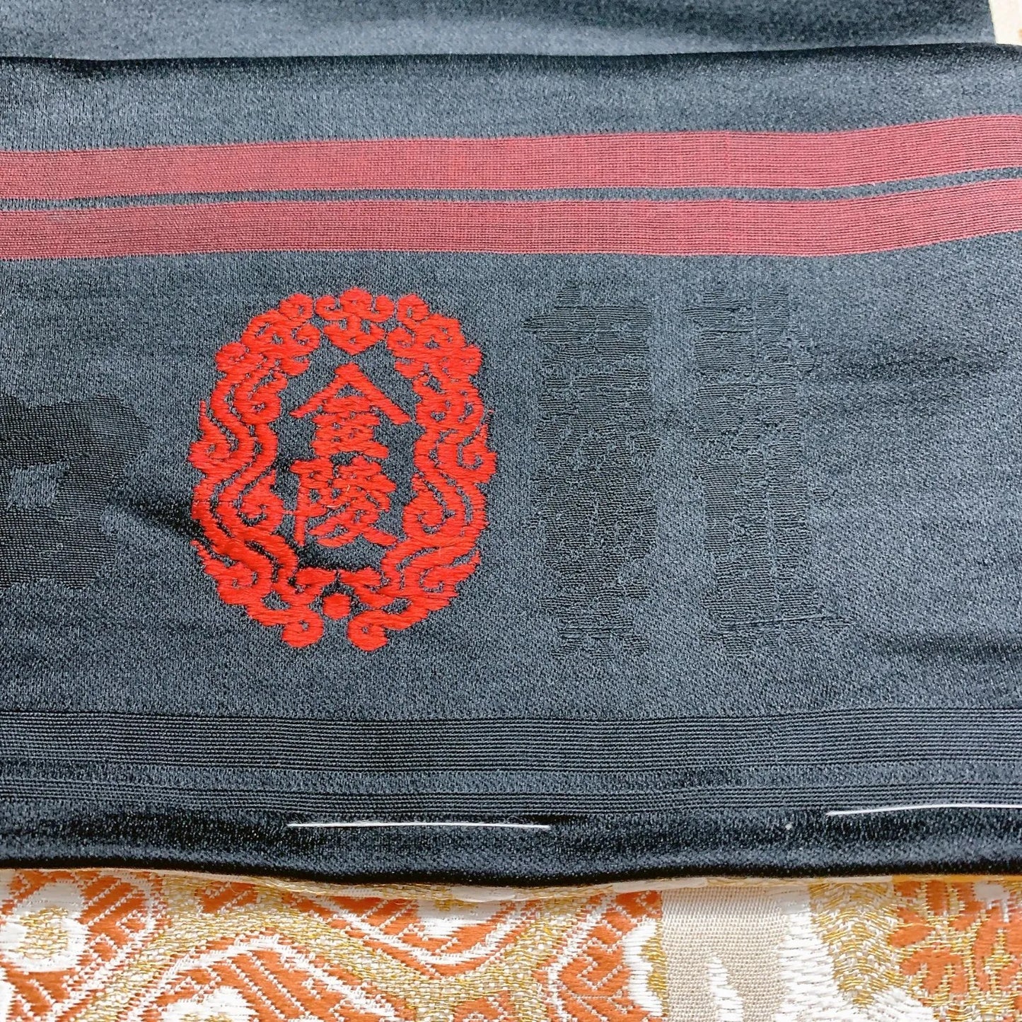 7328# Japanese Antique Fukuro Obi Belt Kimono Fabric Silk All-over pattern