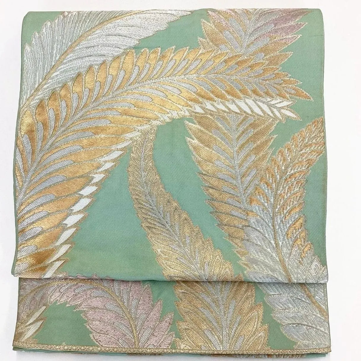 7319# Japanese Vintage Fukuro Obi Belt Kimono Fabric Silk Traditional Unfinished