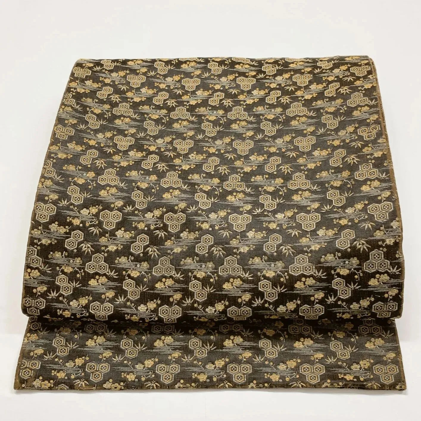 7322# Japanese Antique Fukuro Obi Belt Kimono Fabric Silk All-over pattern