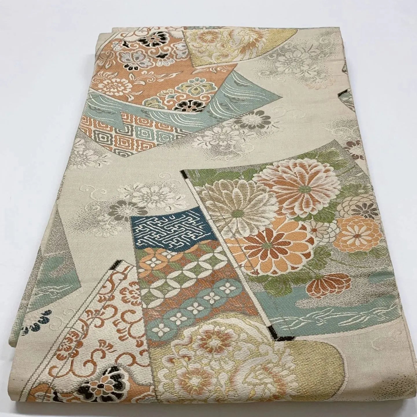 7323# Japanese Antique Fukuro Obi Belt Kimono Fabric Silk All-over pattern