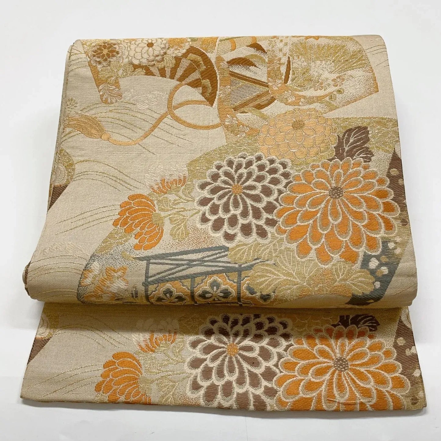 7324# Japanese Antique Fukuro Obi Belt Kimono Fabric Silk All-over pattern