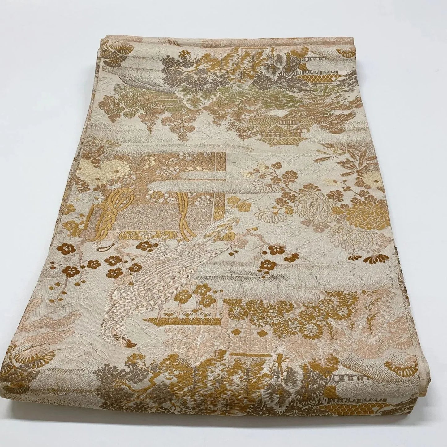 7327# Japanese Antique Fukuro Obi Belt Kimono Fabric Silk All-over pattern