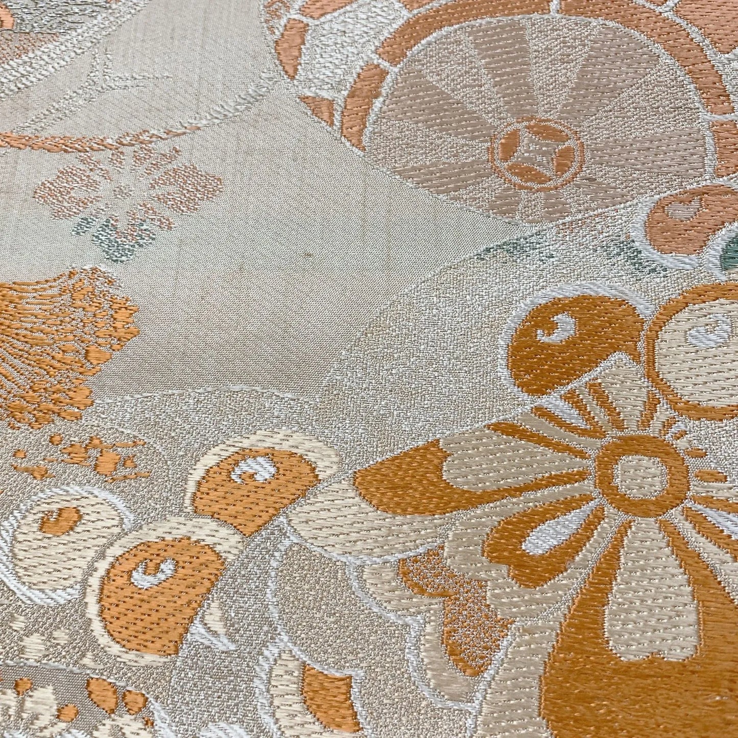 7330# Japanese Antique Fukuro Obi Belt Kimono Fabric Silk All-over pattern