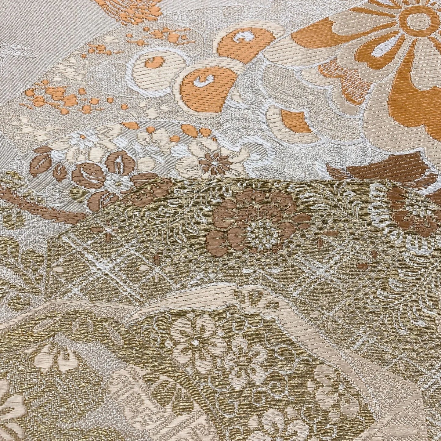 7330# Japanese Antique Fukuro Obi Belt Kimono Fabric Silk All-over pattern