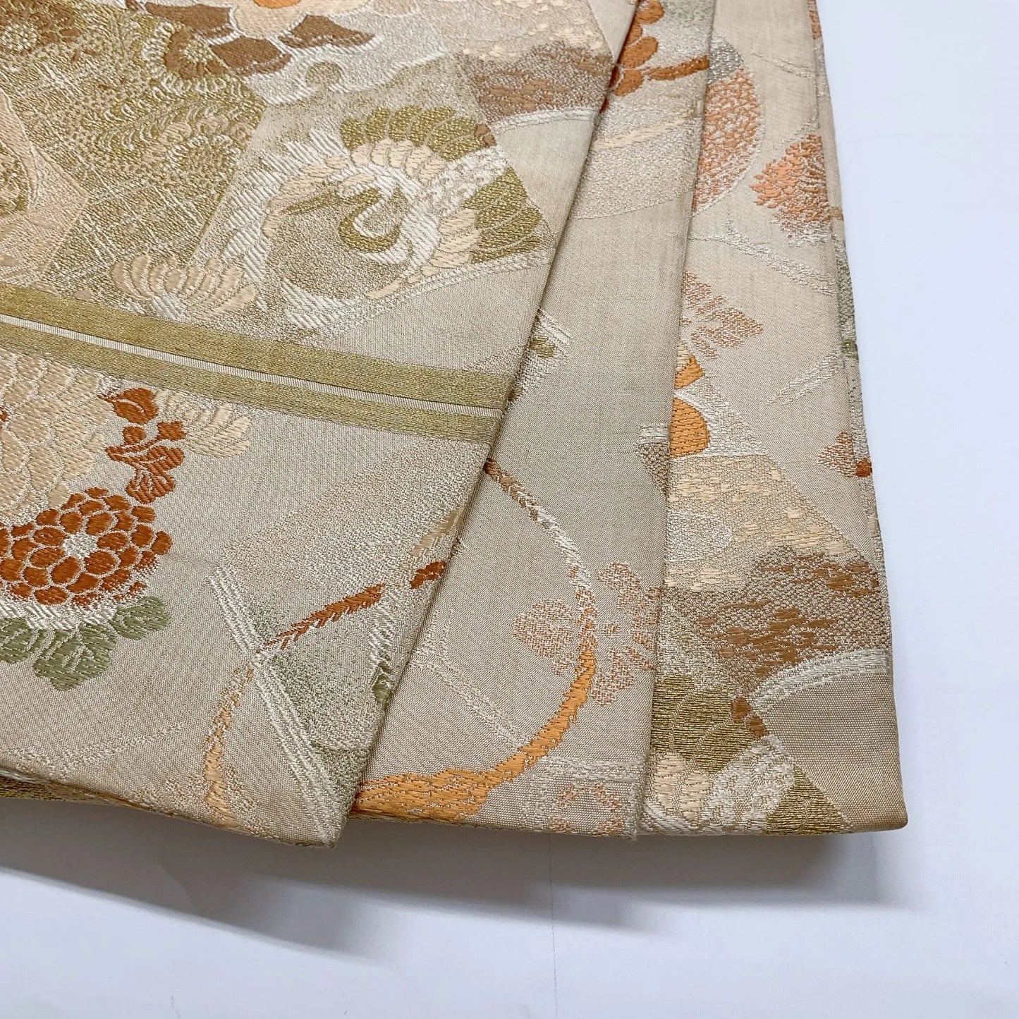 7330# Japanese Antique Fukuro Obi Belt Kimono Fabric Silk All-over pattern