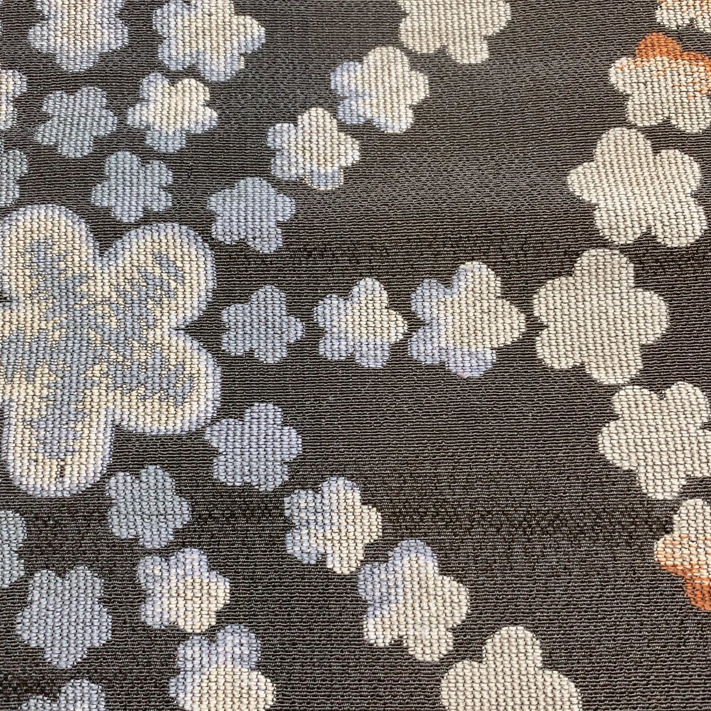 7331# Japanese Antique Fukuro Obi Belt Kimono Fabric Silk Double-sided Black