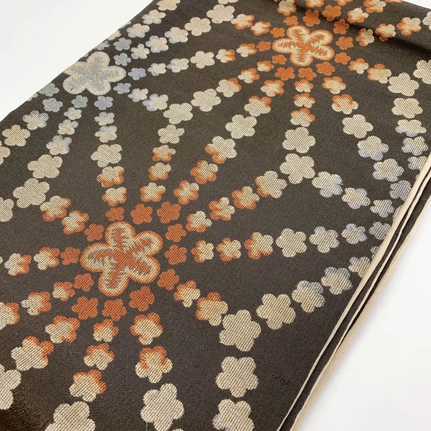 7331# Japanese Antique Fukuro Obi Belt Kimono Fabric Silk Double-sided Black