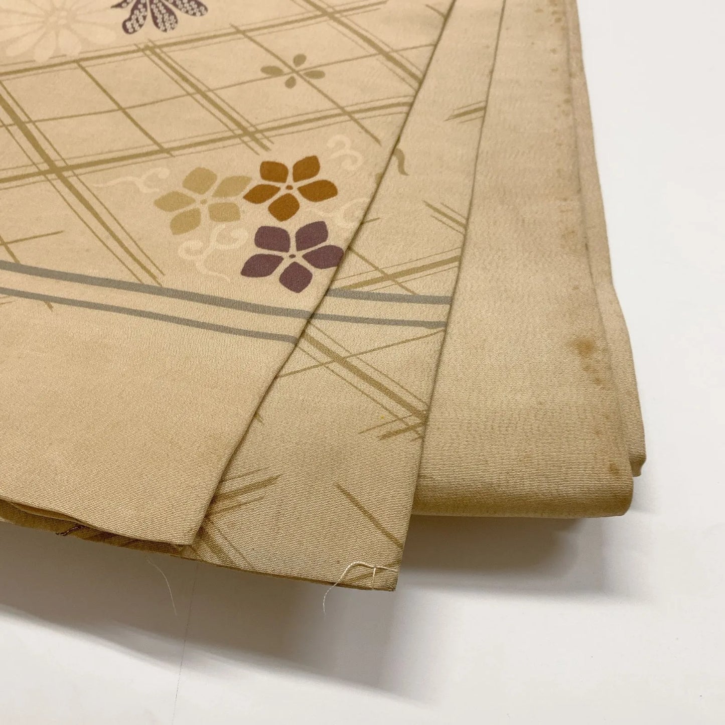 7332# Japanese Antique Fukuro Obi Belt Kimono Fabric Silk Embroidery Maple