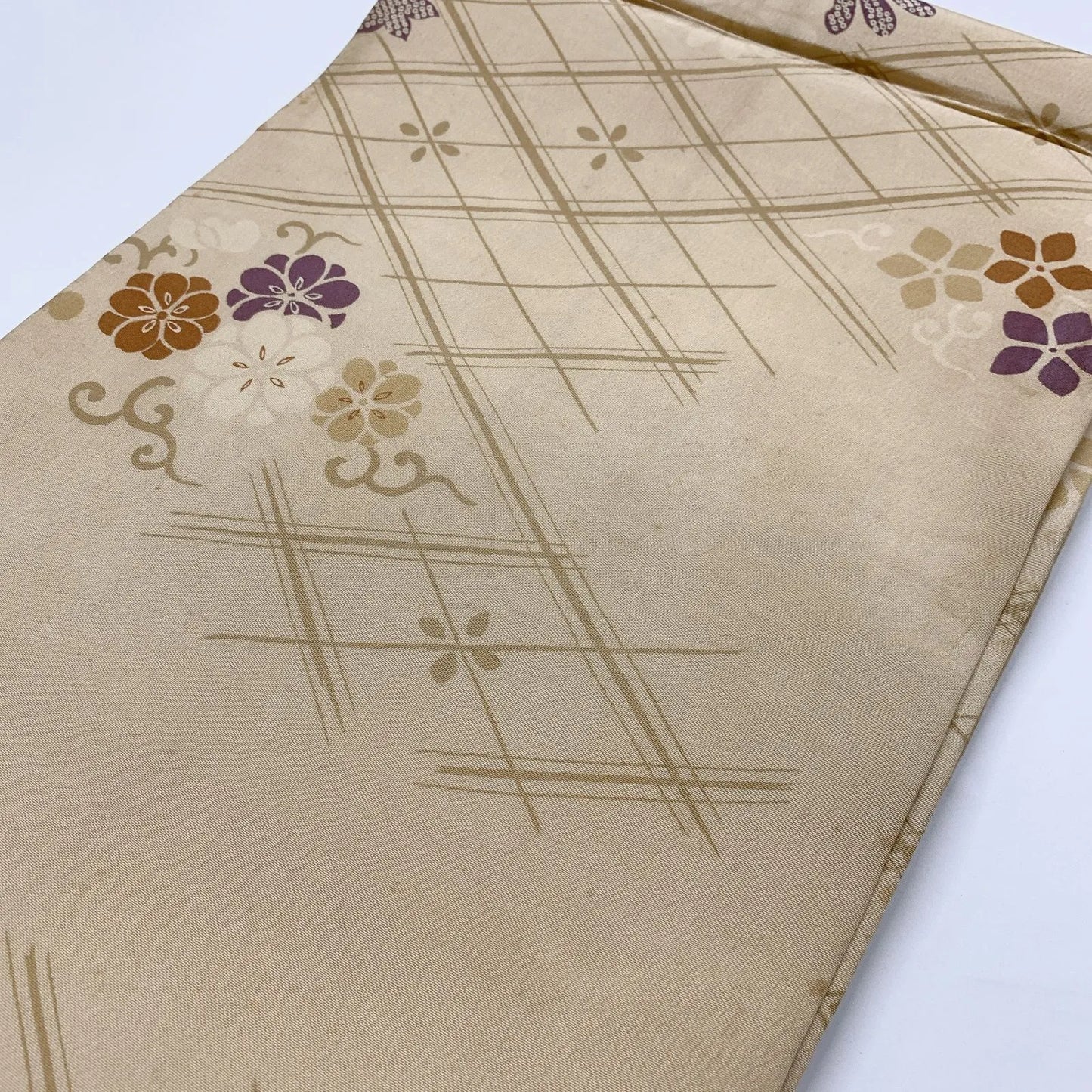 7332# Japanese Antique Fukuro Obi Belt Kimono Fabric Silk Embroidery Maple