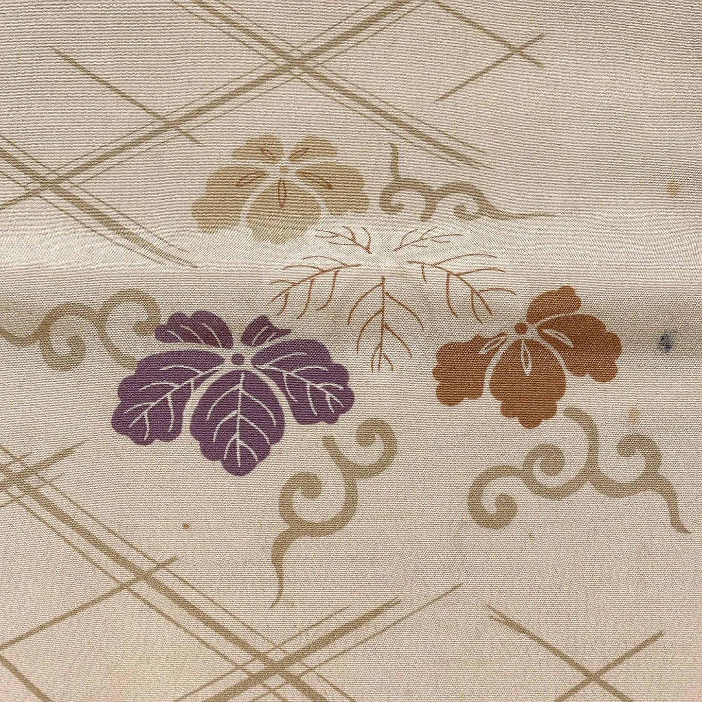 7332# Japanese Antique Fukuro Obi Belt Kimono Fabric Silk Embroidery Maple