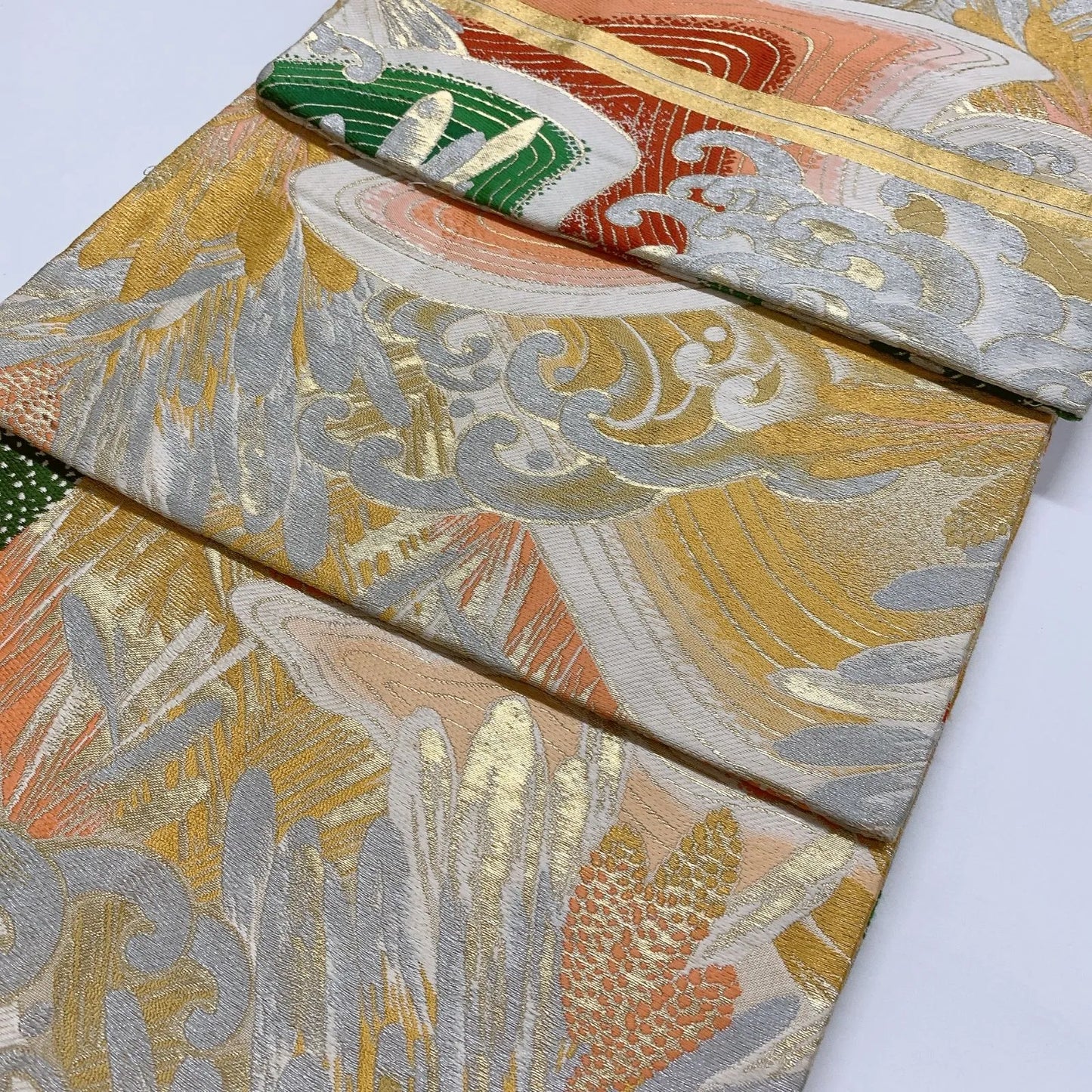 7333# Japanese Antique Fukuro Obi Belt Kimono Fabric Silk All-over pattern