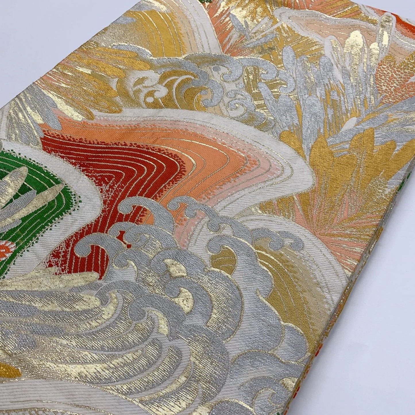 7333# Japanese Antique Fukuro Obi Belt Kimono Fabric Silk All-over pattern