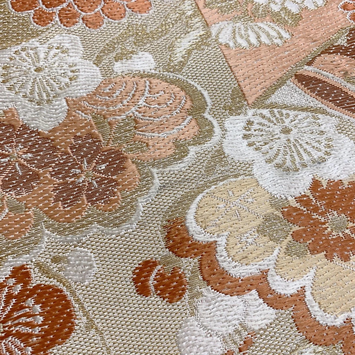 7334# Japanese Antique Fukuro Obi Belt Kimono Fabric Silk All-over pattern