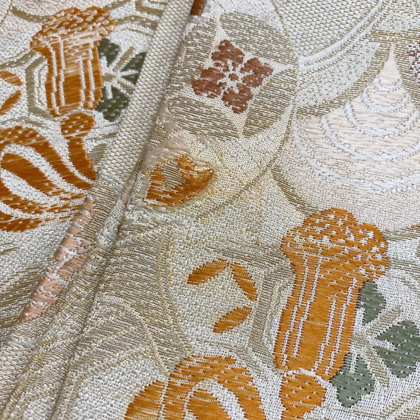 7334# Japanese Antique Fukuro Obi Belt Kimono Fabric Silk All-over pattern
