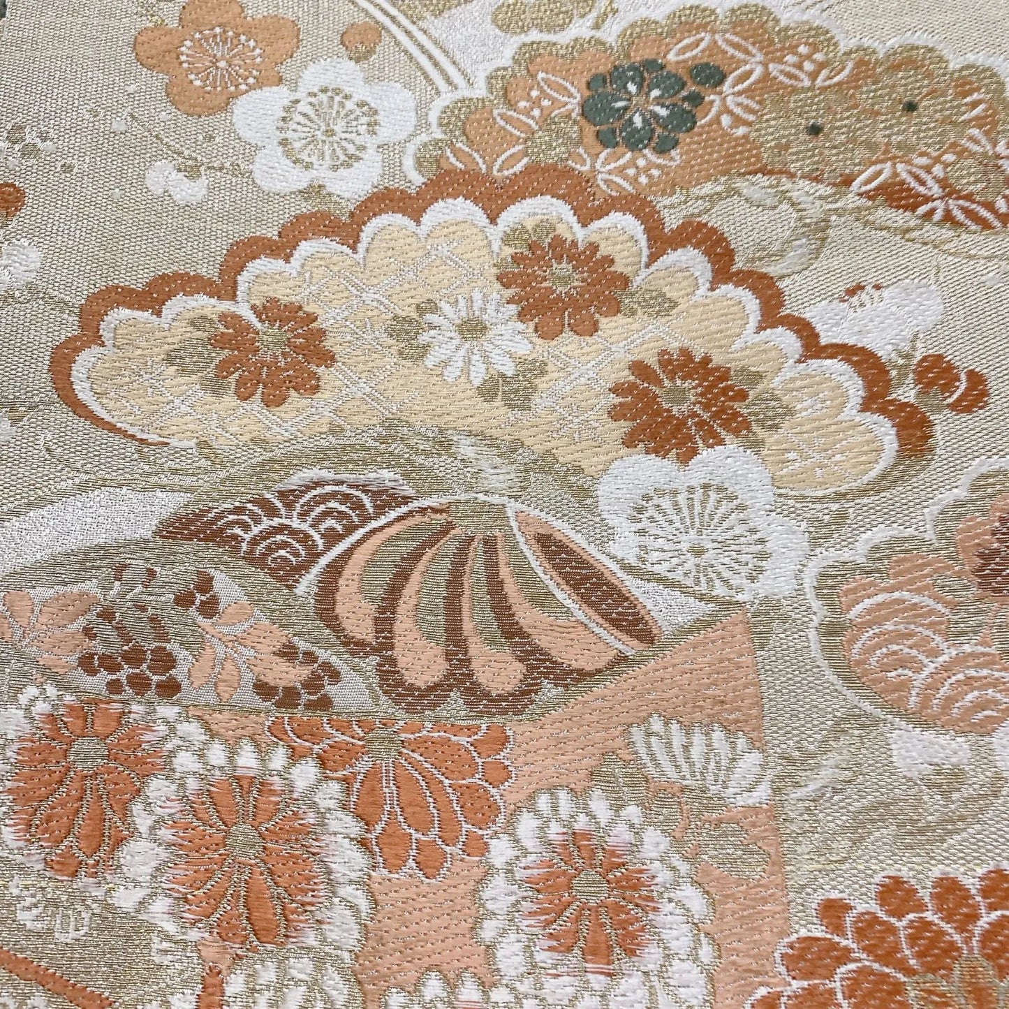 7334# Japanese Antique Fukuro Obi Belt Kimono Fabric Silk All-over pattern