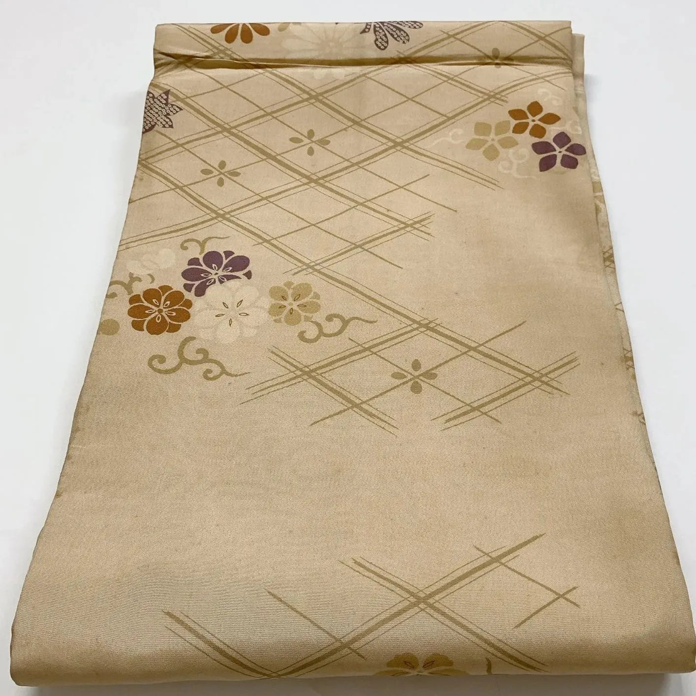 7332# Japanese Antique Fukuro Obi Belt Kimono Fabric Silk Embroidery Maple