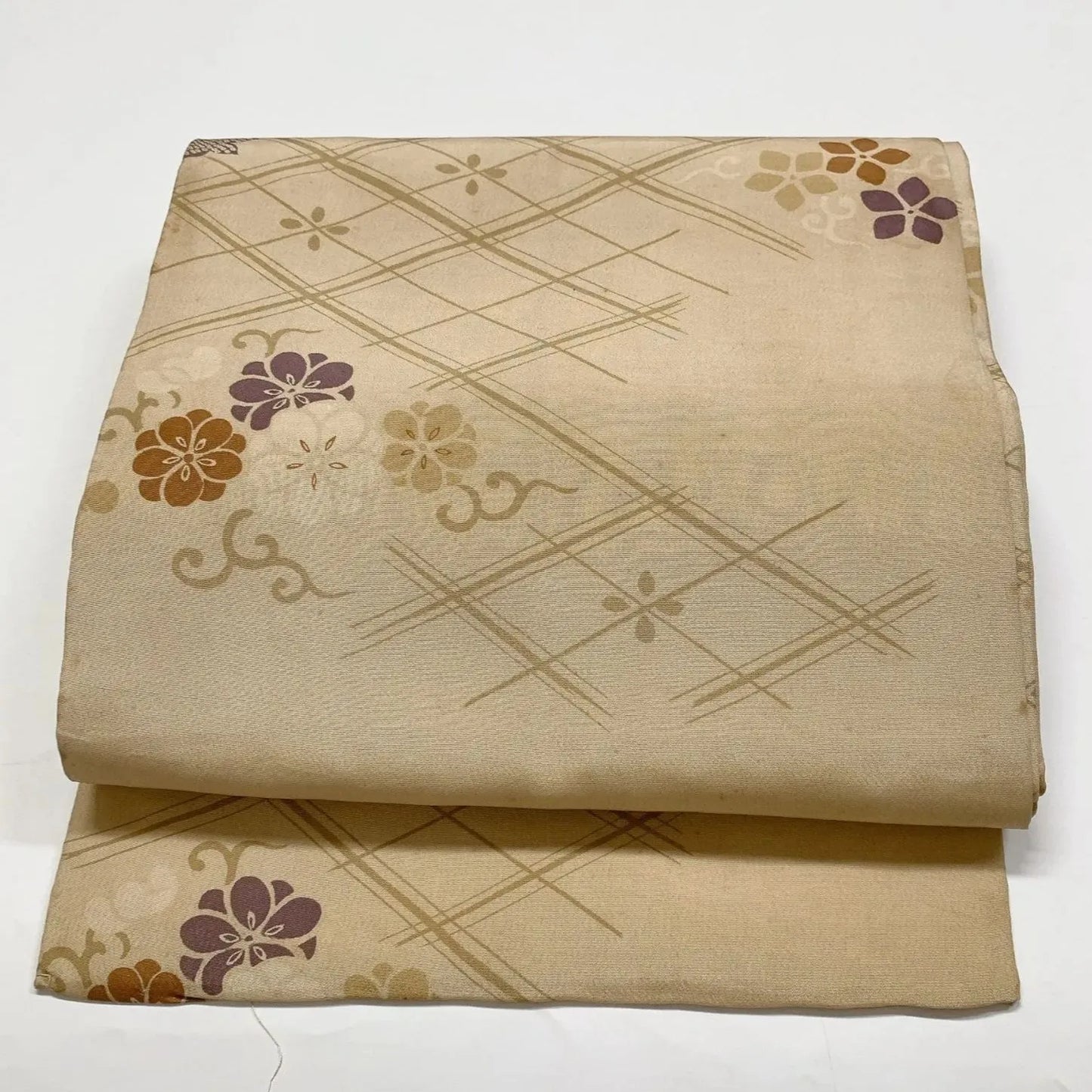 7332# Japanese Antique Fukuro Obi Belt Kimono Fabric Silk Embroidery Maple