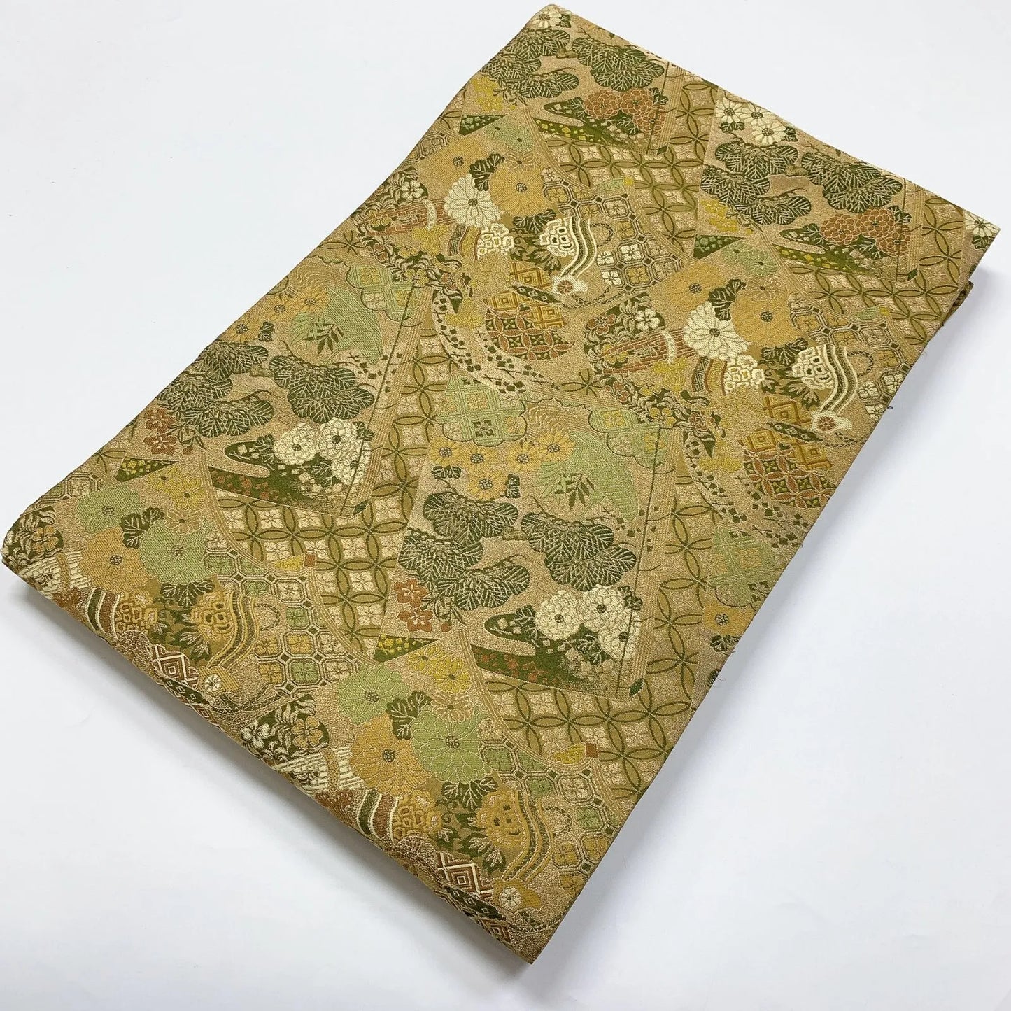7335# Japanese Antique Fukuro Obi Belt Kimono Fabric Silk All-over pattern