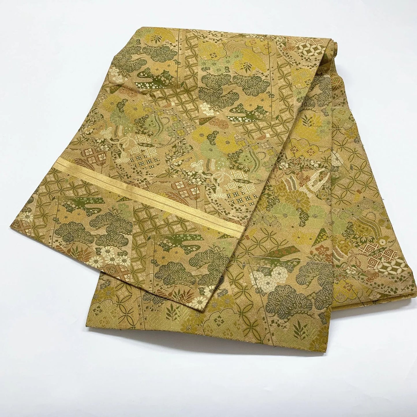 7335# Japanese Antique Fukuro Obi Belt Kimono Fabric Silk All-over pattern