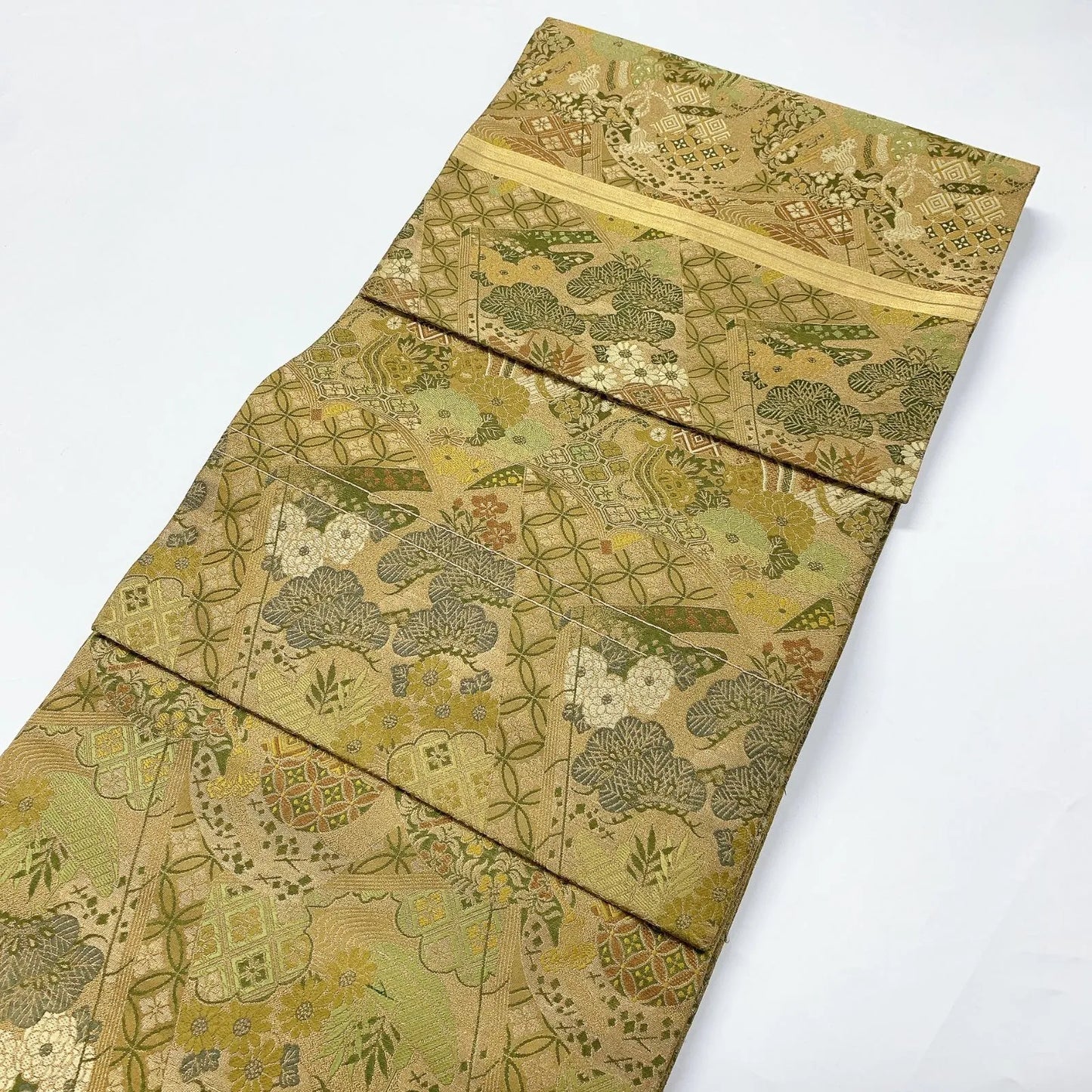 7335# Japanese Antique Fukuro Obi Belt Kimono Fabric Silk All-over pattern