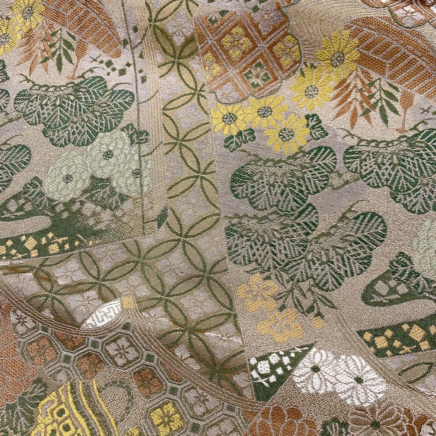 7335# Japanese Antique Fukuro Obi Belt Kimono Fabric Silk All-over pattern