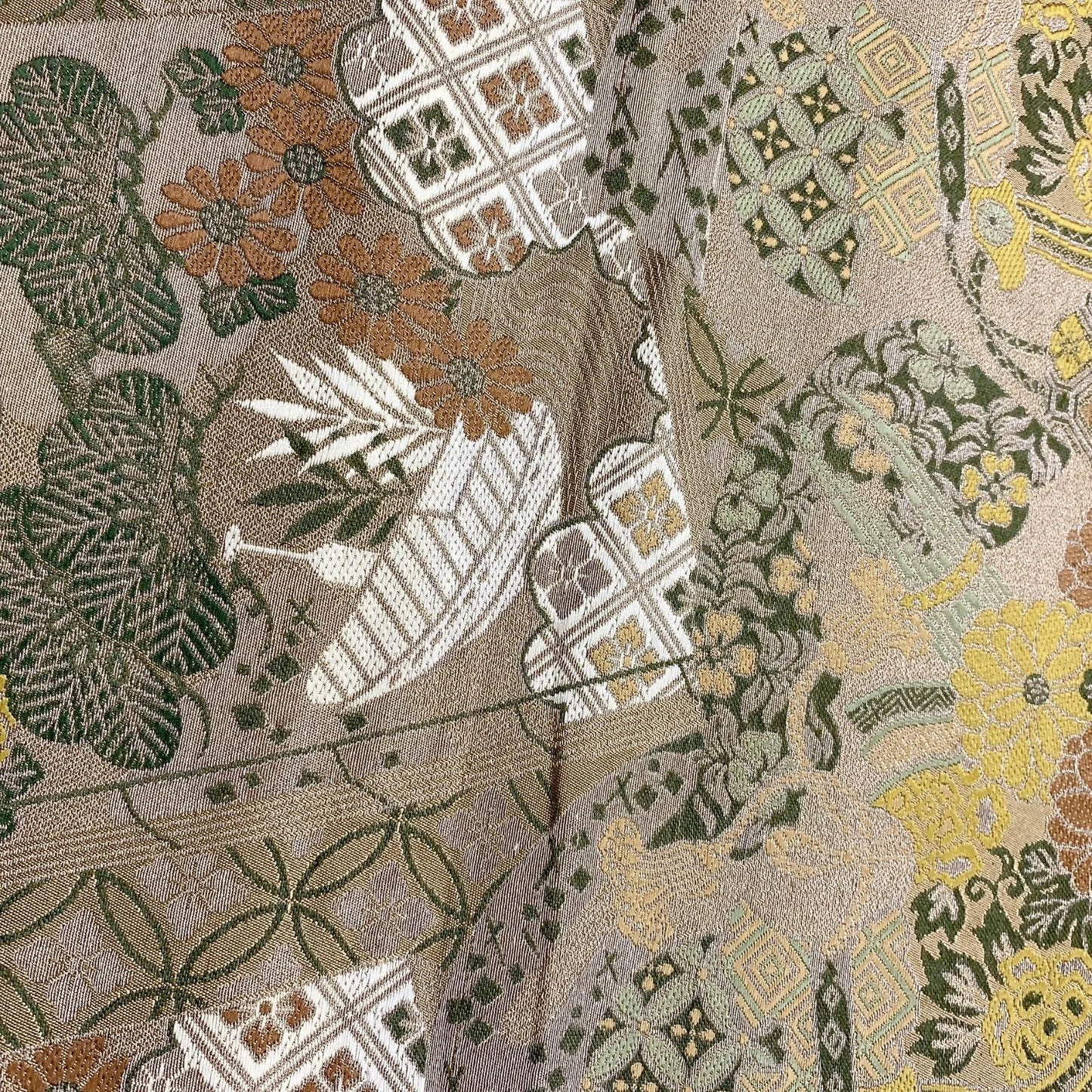 7335# Japanese Antique Fukuro Obi Belt Kimono Fabric Silk All-over pattern