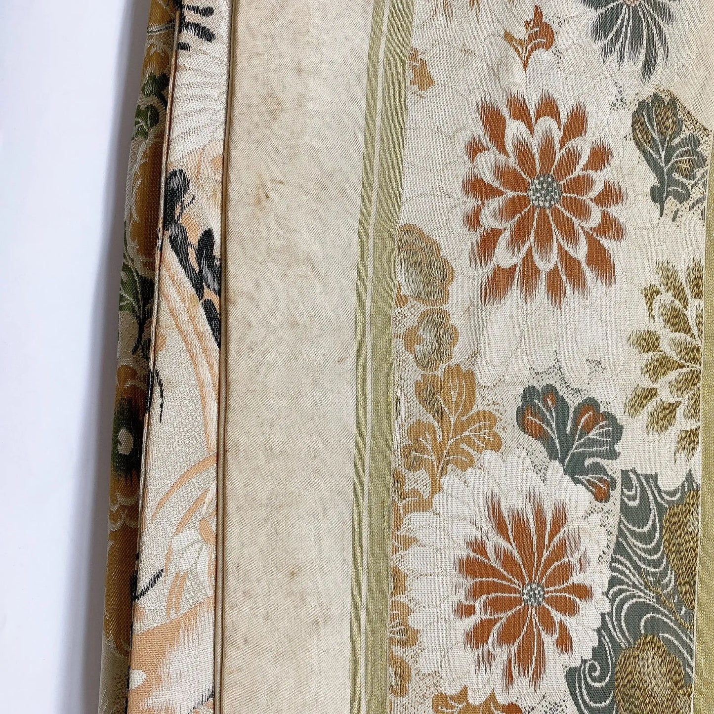 7337# Japanese Antique Fukuro Obi Belt Kimono Fabric Silk All-over pattern