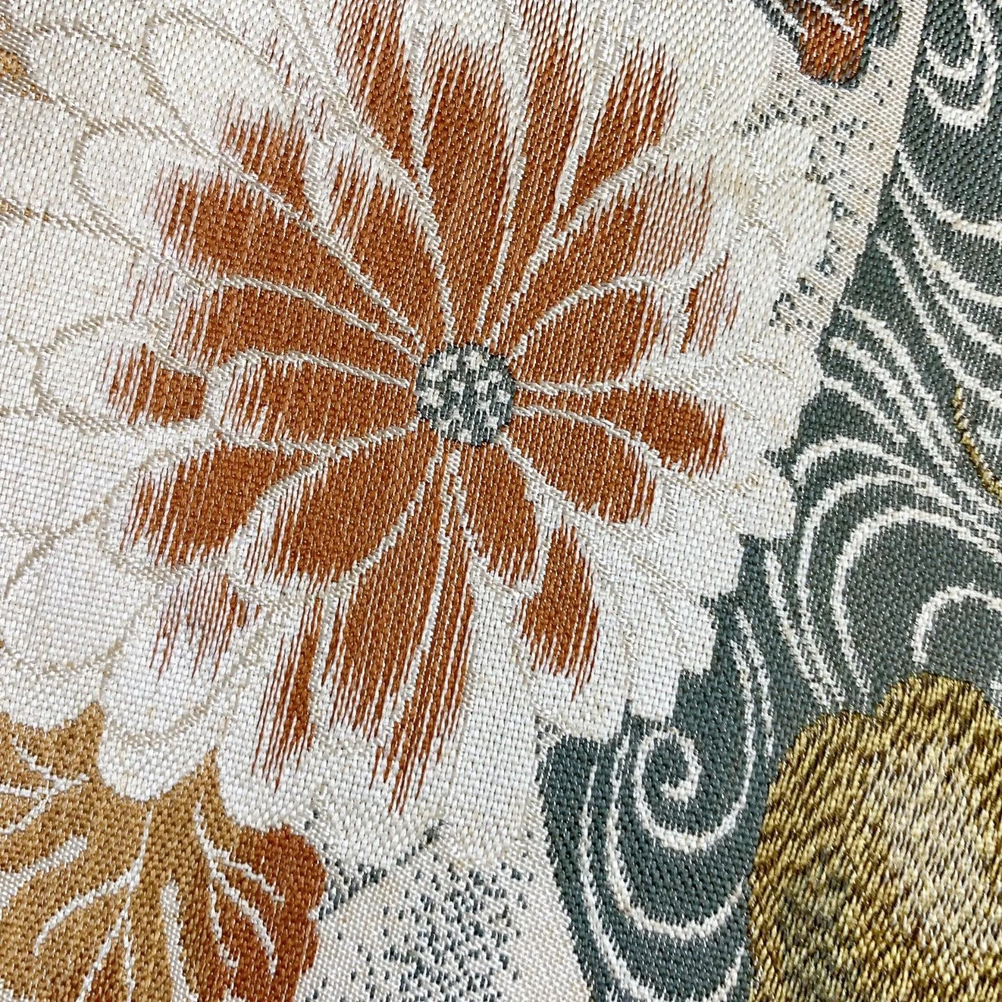 7337# Japanese Antique Fukuro Obi Belt Kimono Fabric Silk All-over pattern