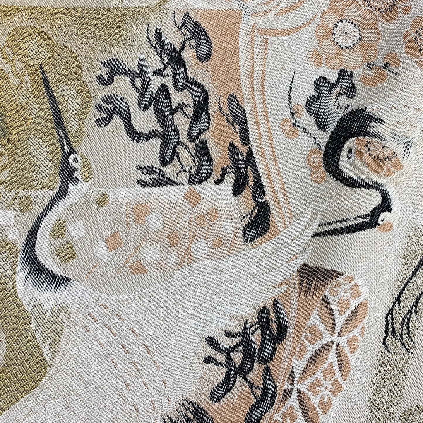 7337# Japanese Antique Fukuro Obi Belt Kimono Fabric Silk All-over pattern