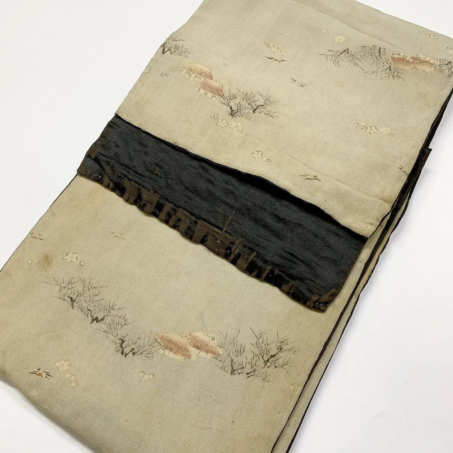 7338# Japanese Antique Fukuro Obi Belt Kimono Fabric Silk
