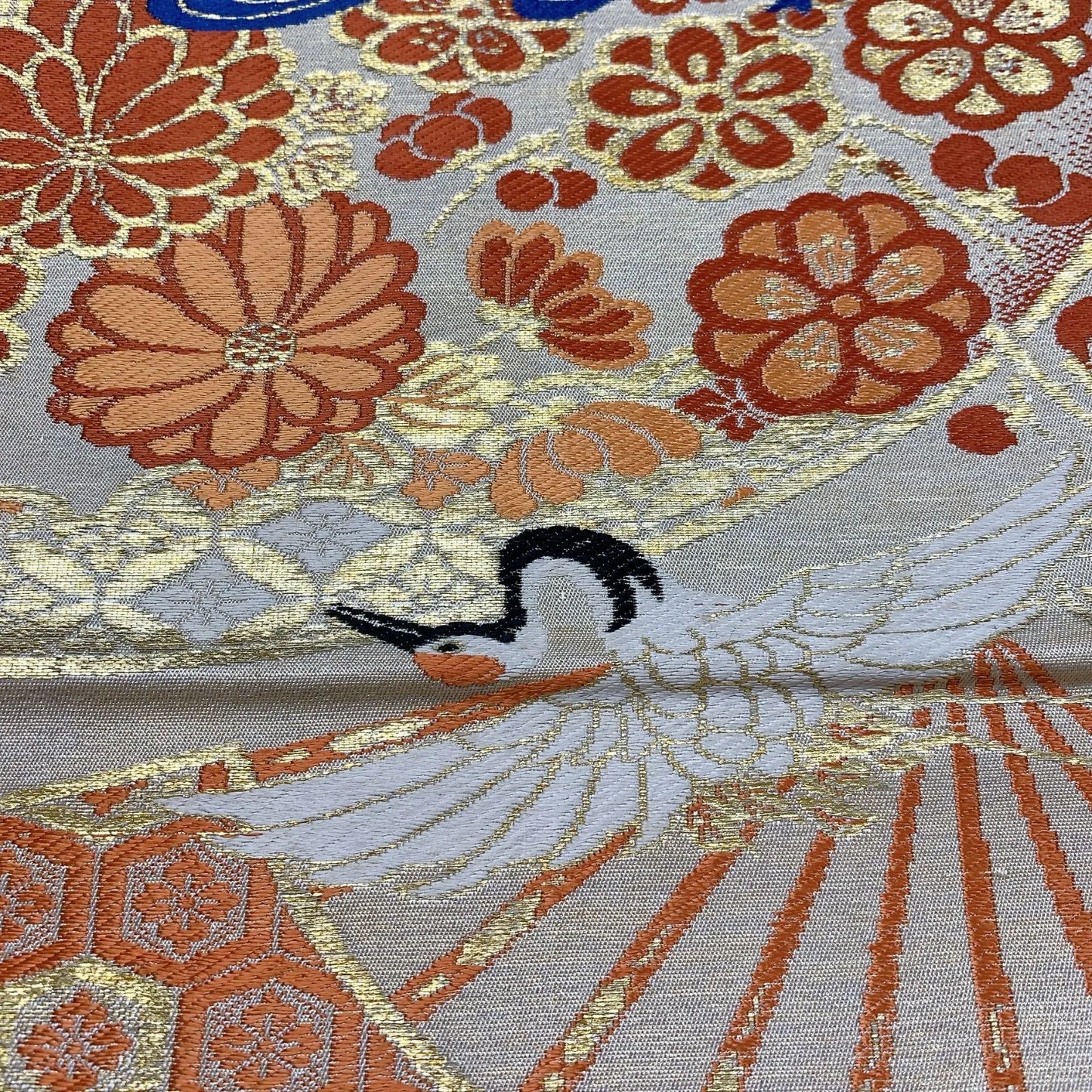 7342# Japanese Antique Fukuro Obi Belt Kimono Fabric Silk All-over pattern
