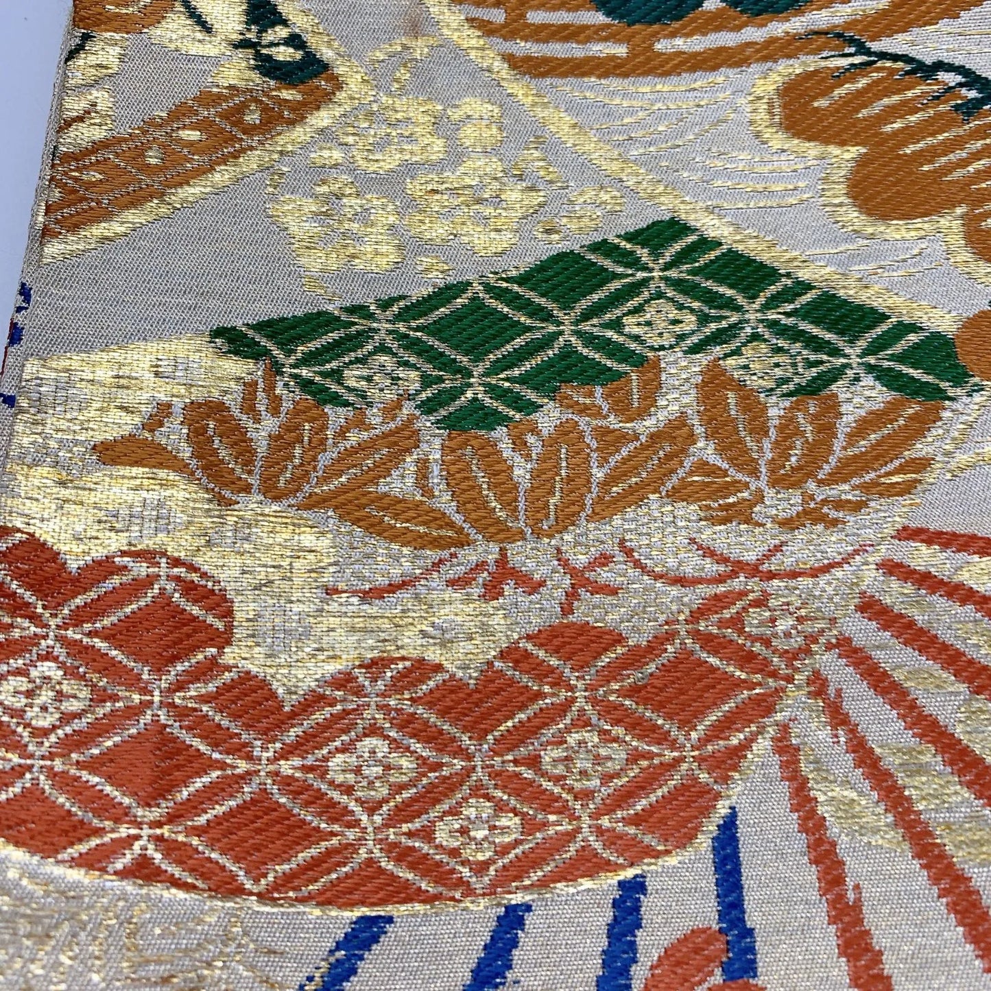 7342# Japanese Antique Fukuro Obi Belt Kimono Fabric Silk All-over pattern
